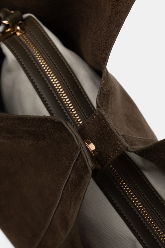 Torebka shopper damska z imitacji zamszu zielony RS26-TOD703