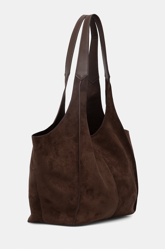 Torebka shopper damska z imitacji zamszu RS26-TOD703 brązowy RS26