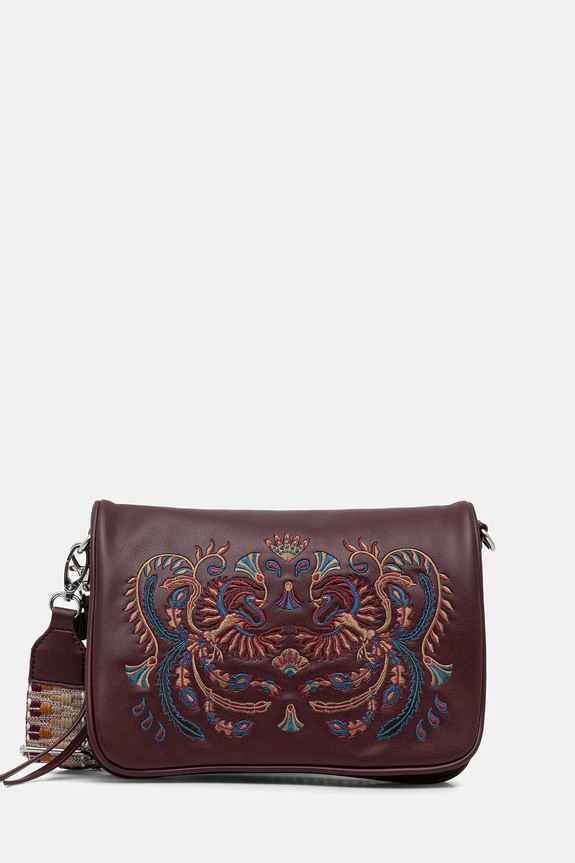 Torebka crossbody damska z imitacji skóry bordowy RS26-TOD716