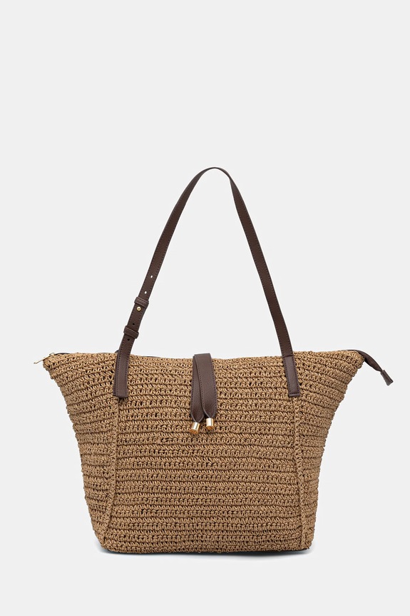 Torebka shopper damska pleciona beżowy RS26-TOD718