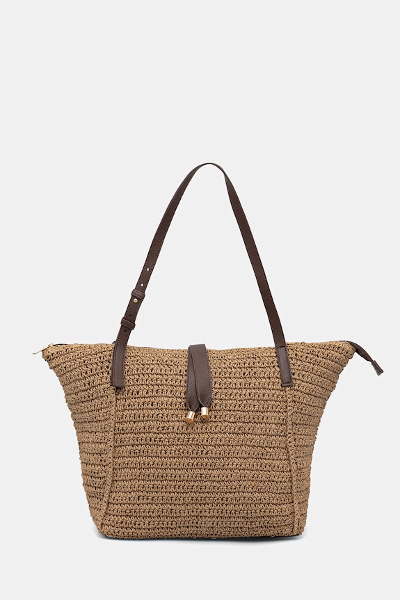 Torebka shopper damska pleciona beżowy RS26-TOD718