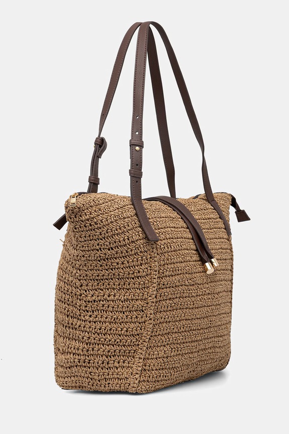 Torebka shopper damska pleciona RS26-TOD718 beżowy RS26