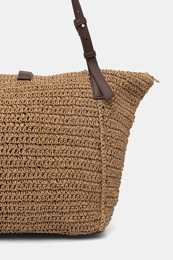 Akcesoria Torebka shopper damska pleciona RS26-TOD718 beżowy