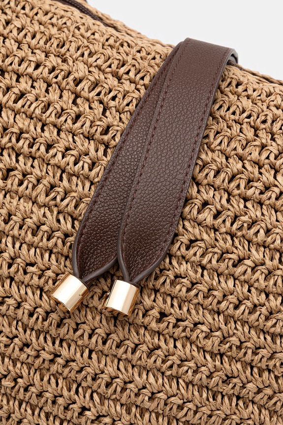 Torebka shopper damska pleciona beżowy RS26-TOD718