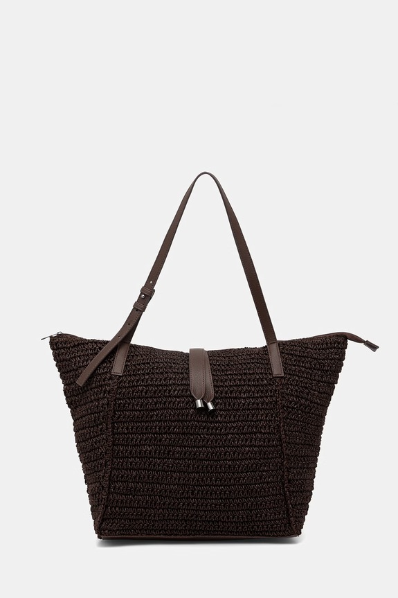 Torebka shopper damska pleciona brązowy RS26-TOD718