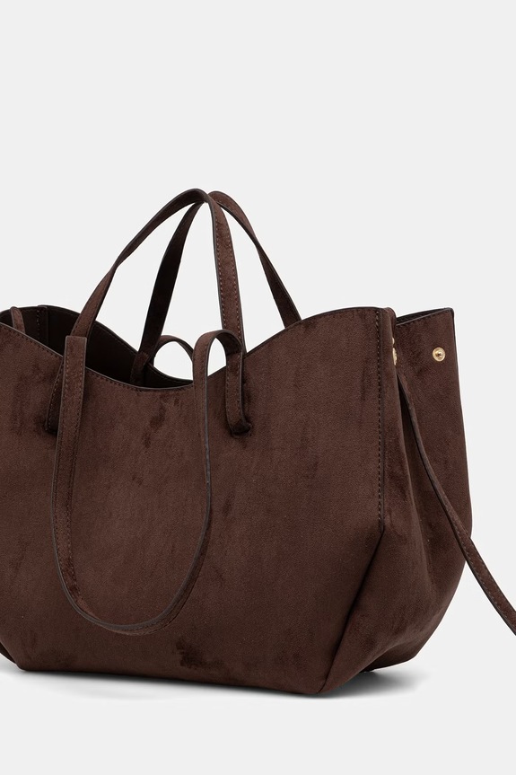 Nákupní taška dámská z imitace semiše hnědá RS26-TOD803