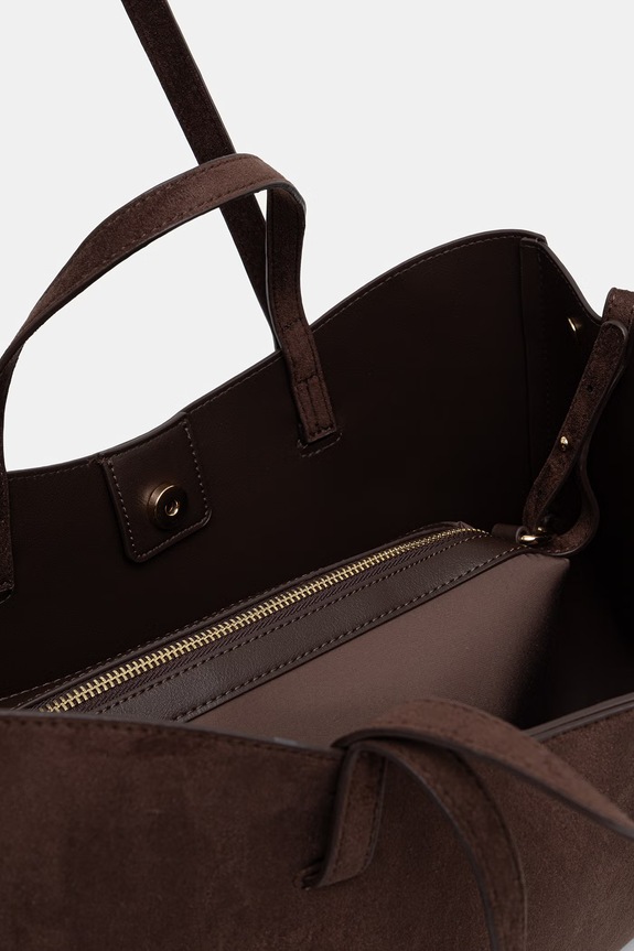 Shopperka damska z imitacji zamszu z brelokiem RS26-TOD803