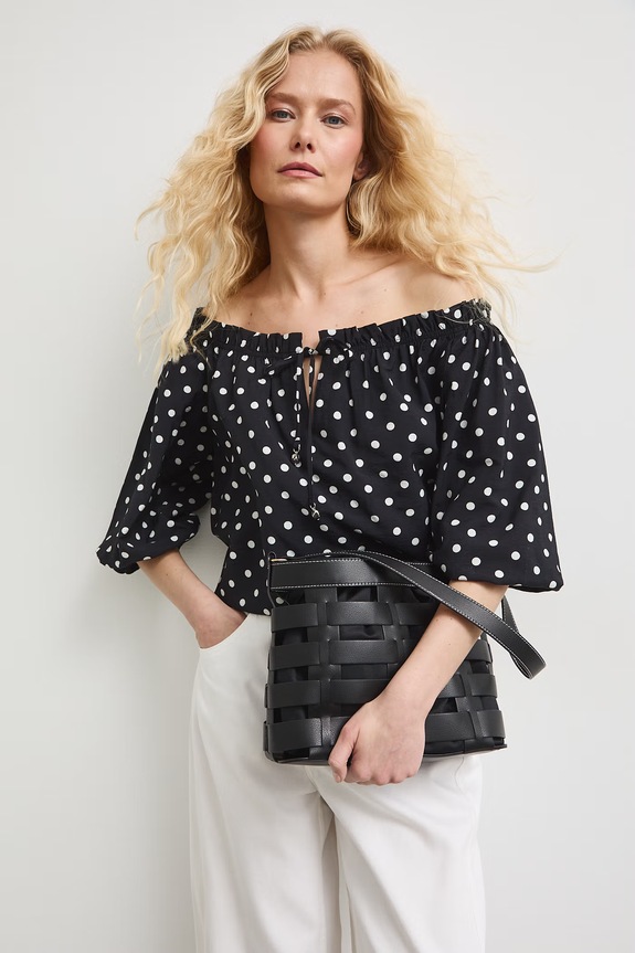 Torba damska bucket bag z imitacji skóry czarny RS26-TOD813