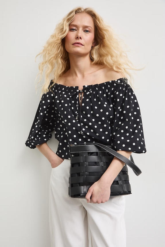 Torba damska bucket bag z imitacji skóry czarny RS26-TOD813