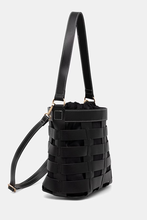 Akcesoria Torba damska bucket bag z imitacji skóry RS26-TOD813 czarny