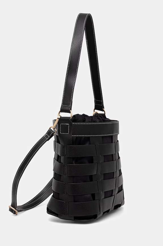 Akcesoria Torba damska bucket bag z imitacji skóry RS26-TOD813 czarny