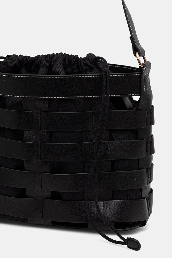 Torba damska bucket bag z imitacji skóry czarny RS26-TOD813