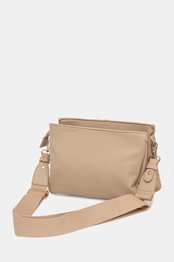 Akcesoria Torebka crossbody damska z imitacji skóry z aplikacją RS26-TOD908 beżowy
