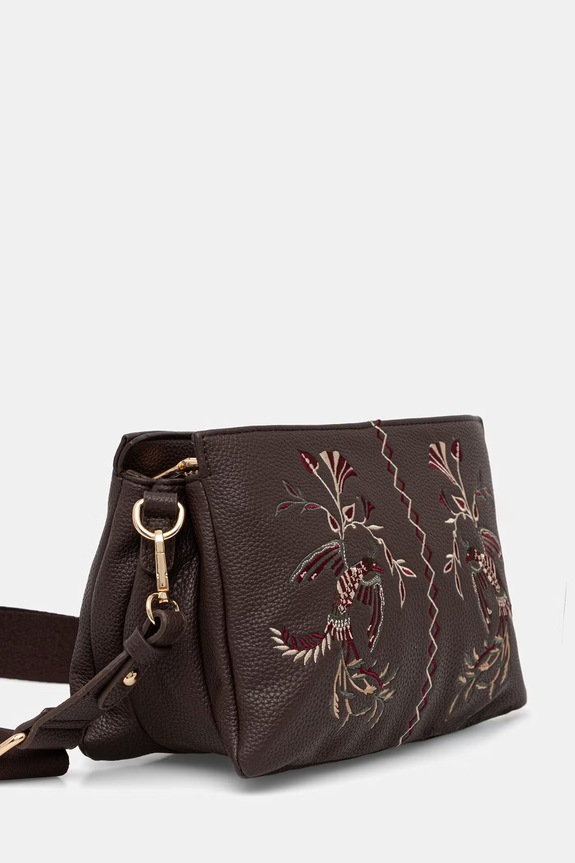Torebka crossbody damska z imitacji skóry z aplikacją RS26-TOD908 brązowy RS26