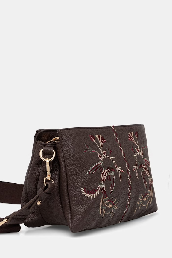 Torebka crossbody damska z imitacji skóry z aplikacją RS26-TOD908 brązowy RS26
