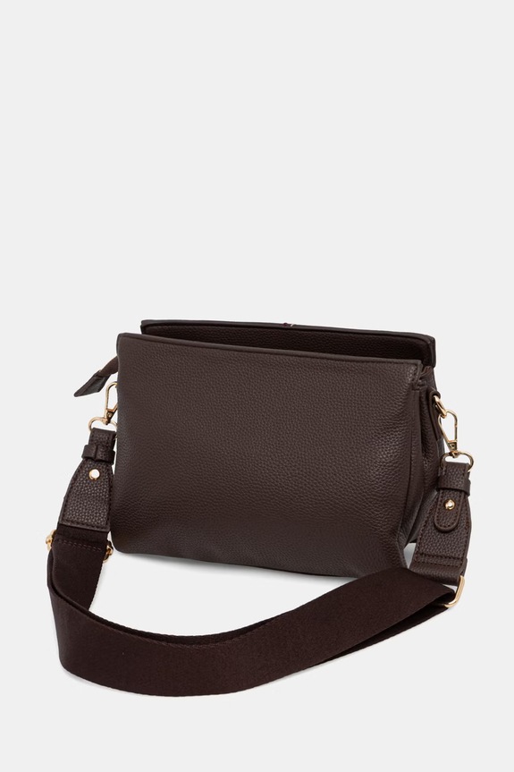 Akcesoria Torebka crossbody damska z imitacji skóry z aplikacją RS26-TOD908 brązowy