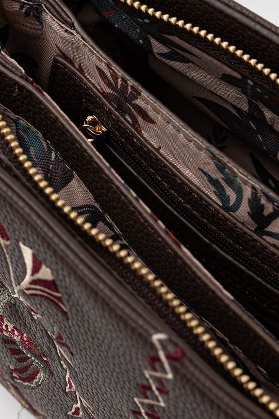 Torebka crossbody damska z imitacji skóry z aplikacją RS26-TOD908 brązowy