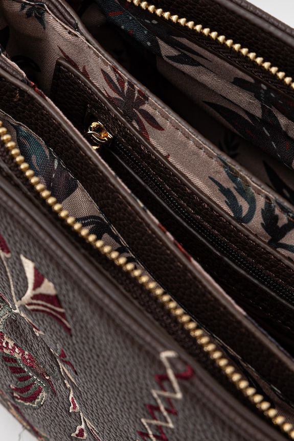Torebka crossbody damska z imitacji skóry z aplikacją RS26-TOD908 brązowy