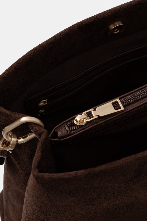 Kabelka typu shopper dámska z imitácie semišu hnedá RS26-TOD910
