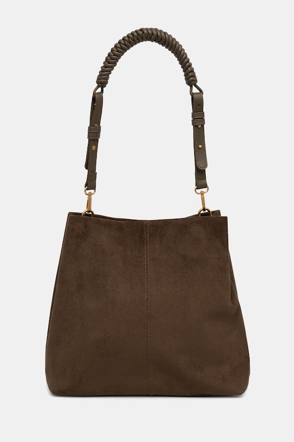 Kabelka typu shopper dámska z imitácie semišu zelená RS26-TOD910