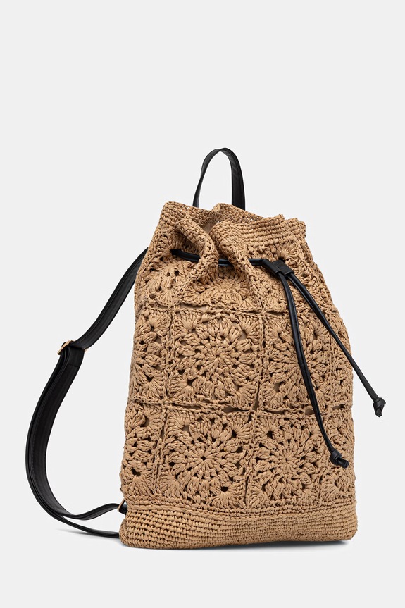 Taška na ruksak dámska pletená RS26-TPD801 béžová RS26