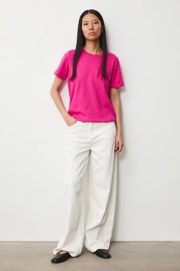 Bavlněné tričko dámské bez vzoru RS26-TSD030 růžová RS26