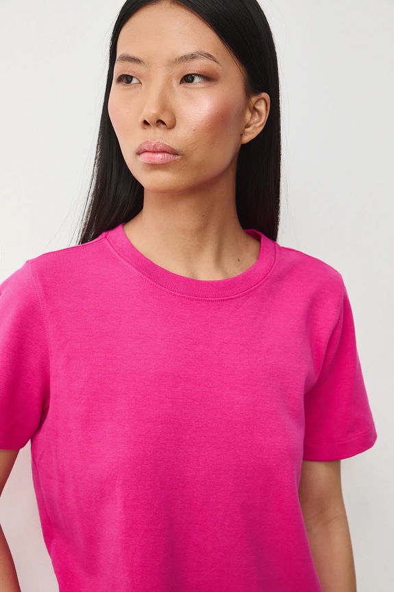 Bavlněné tričko dámské bez vzoru růžová RS26-TSD030