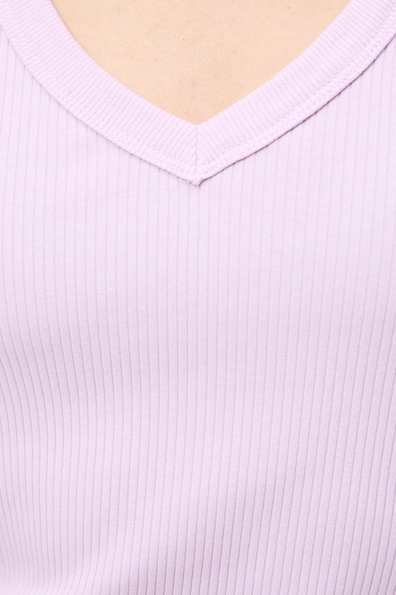 Bavlněné tričko dámské s elastanem a žebrováním RS26-TSD031 fialová