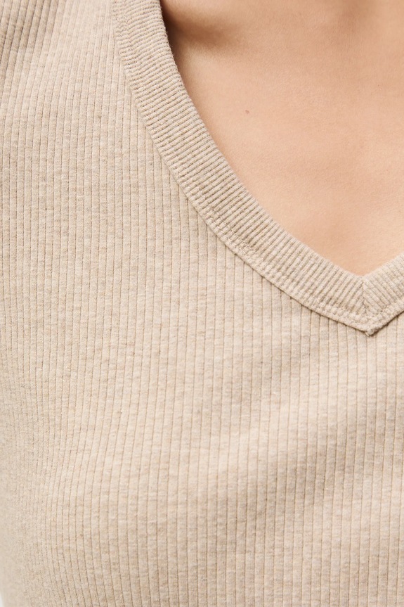 Bavlnené tričko dámske s elastanom vrúbkovaný RS26-TSD031 béžová