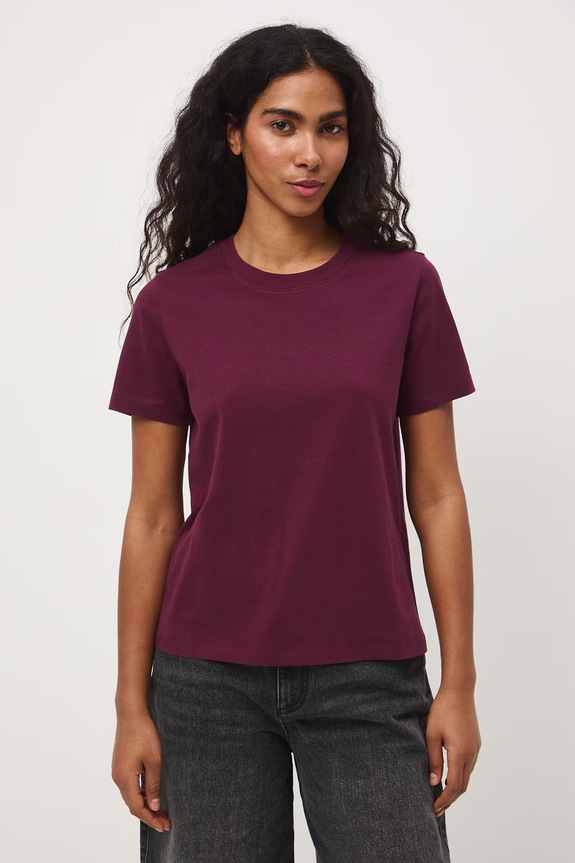 t-shirt damski bawełniany bordowy RS26-TSD050