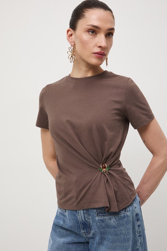 t-shirt damski bawełniany brązowy RS26-TSD050