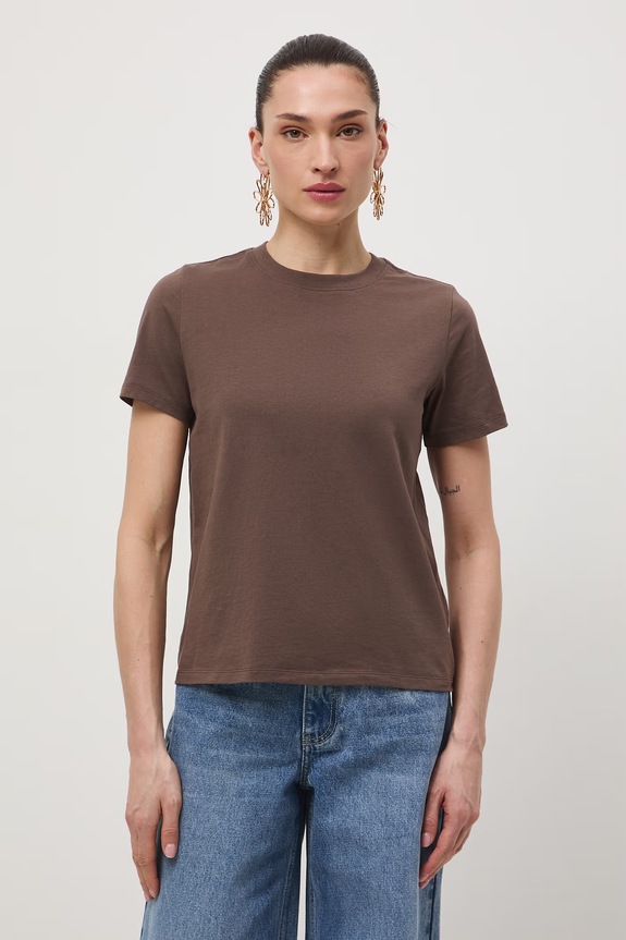 t-shirt damski bawełniany brązowy RS26-TSD050