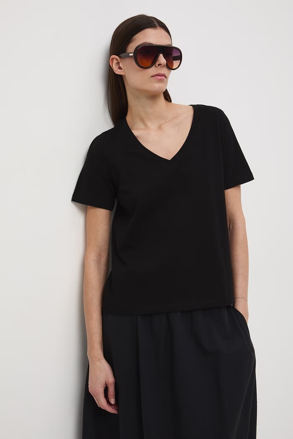 t-shirt damski bawełniany czarny RS26-TSD052