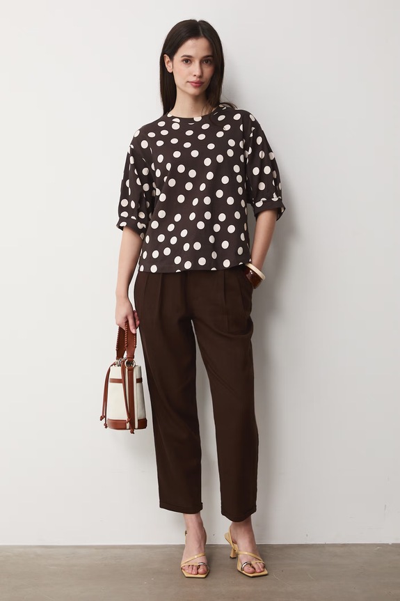 T-shirt damski bawełniany brązowy RS26-TSD071