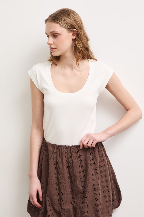 Medicine T-shirt damski z modalem beżowy RS26-TSD090