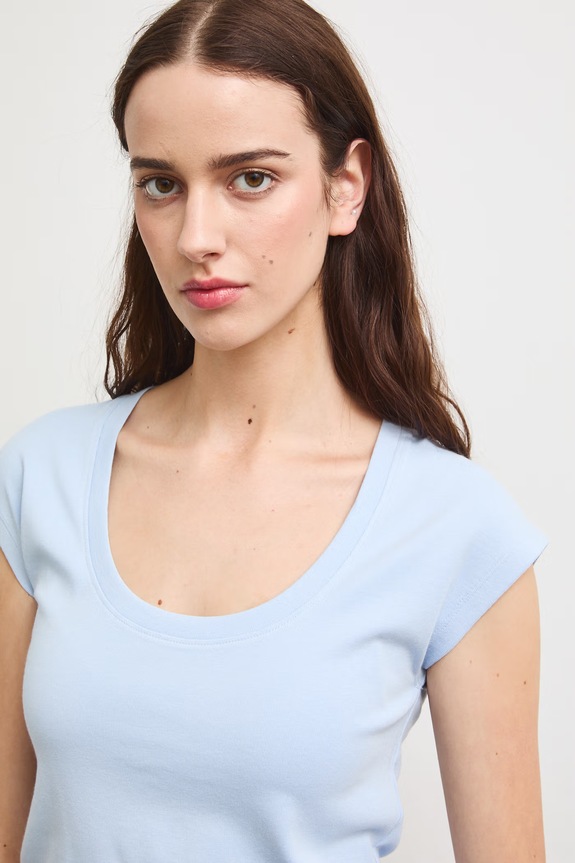 T-shirt damski z modalem niebieski RS26-TSD090