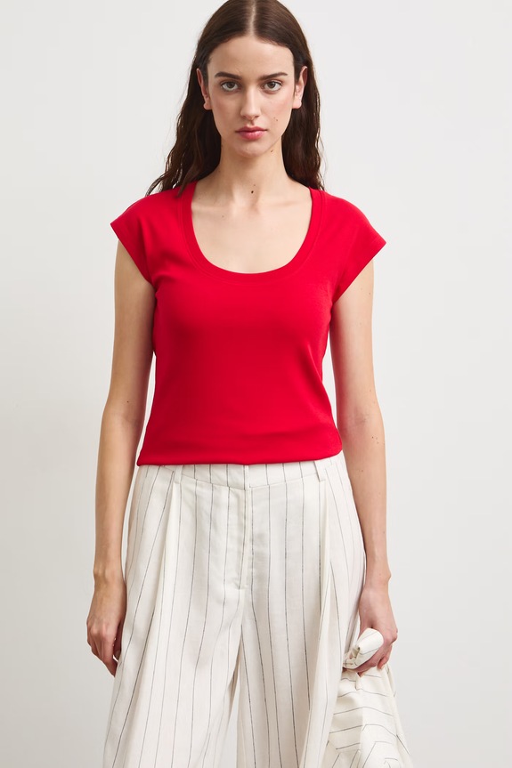 T-shirt damski z modalem czerwony RS26-TSD090