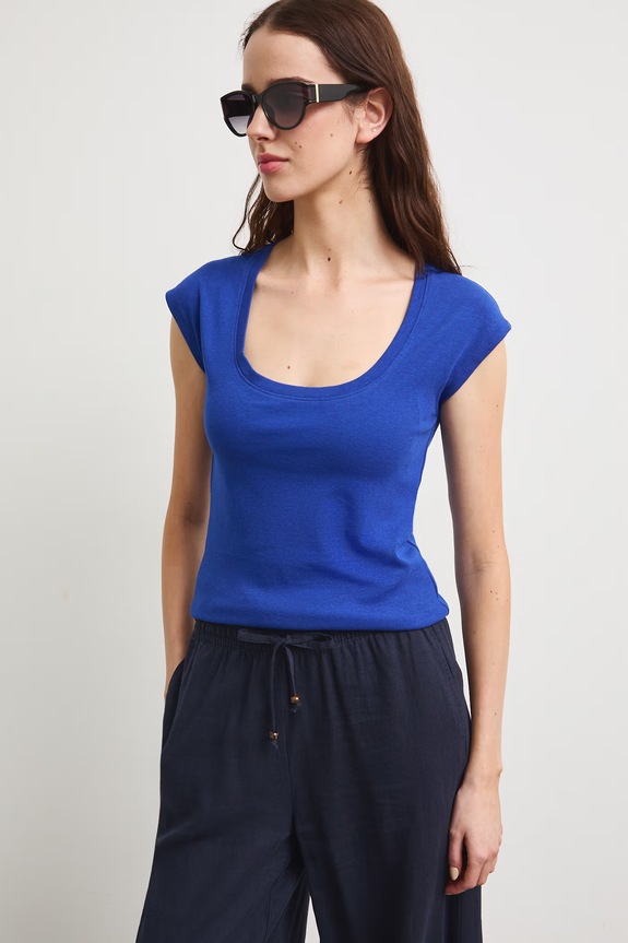 T-shirt damski z modalem RS26-TSD090 niebieski RS26