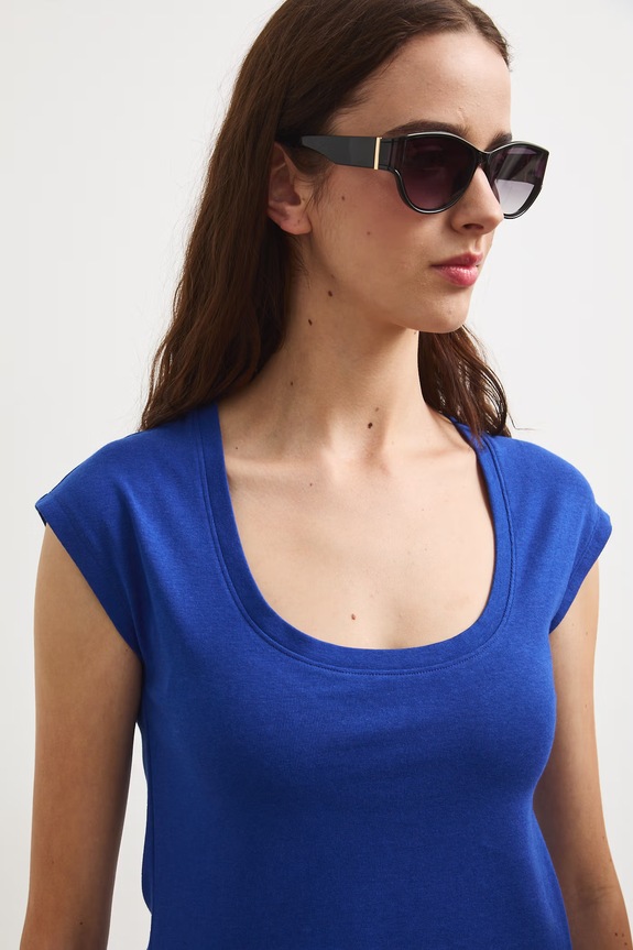 T-shirt damski z modalem niebieski RS26-TSD090