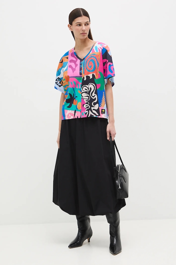 T-shirt bawełniany damski z kolekcji Eviva L'arte RS26-TSD253 multicolor RS26