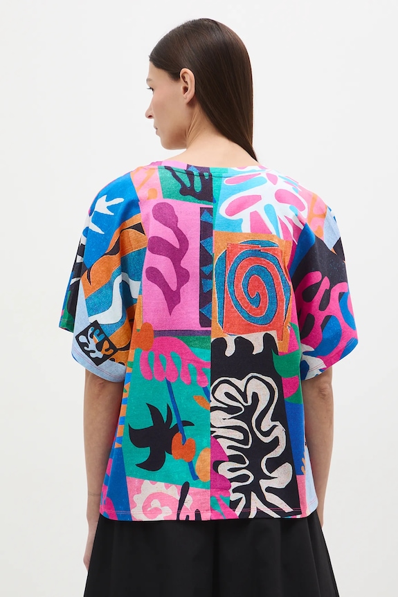 T-shirt bawełniany damski z kolekcji Eviva L'arte multicolor RS26-TSD253