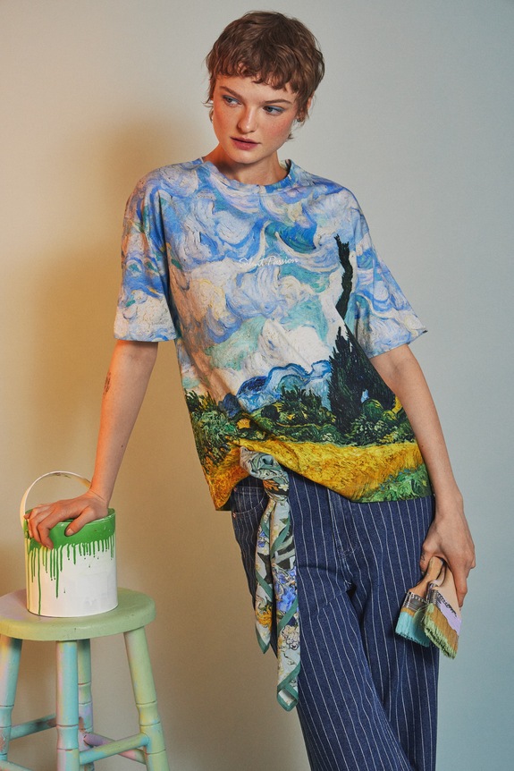 T-shirt bawełniany damski z kolekcji Eviva L'arte RS26-TSD259 multicolor RS26