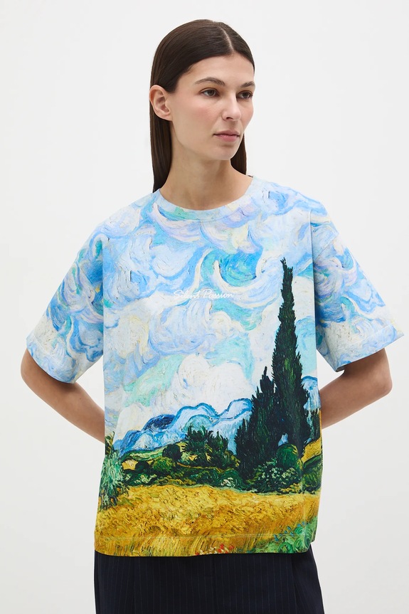 T-shirt bawełniany damski z kolekcji Eviva L'arte bawełna multicolor RS26-TSD259