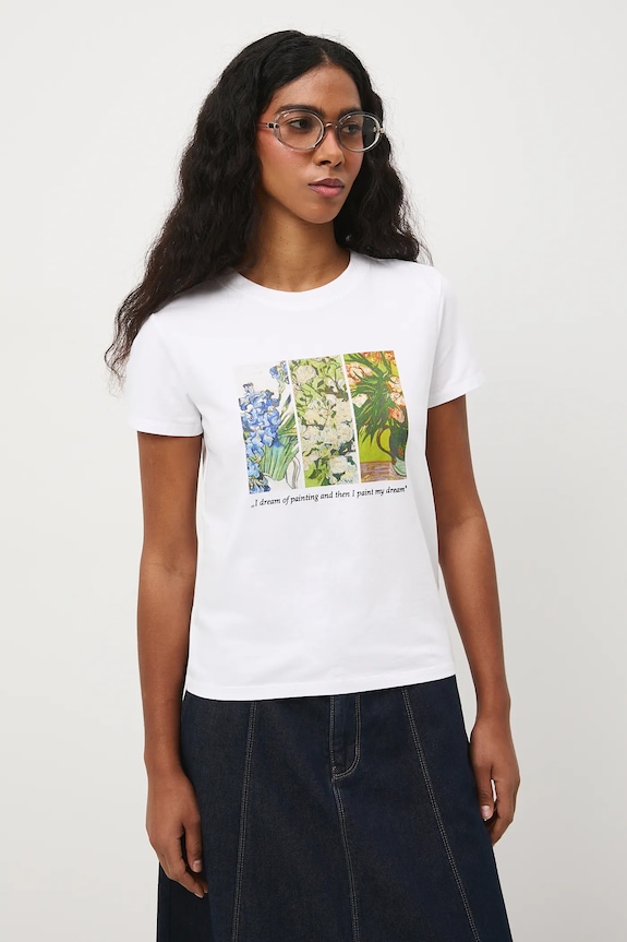Odzież T-shirt bawełniany damski z elastanem z kolekcji Eviva L'arte RS26-TSD261 biały