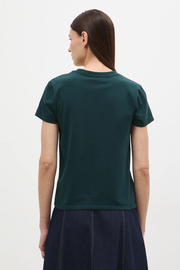 T-shirt bawełniany damski z elastanem z kolekcji Eviva L'arte zielony RS26-TSD261