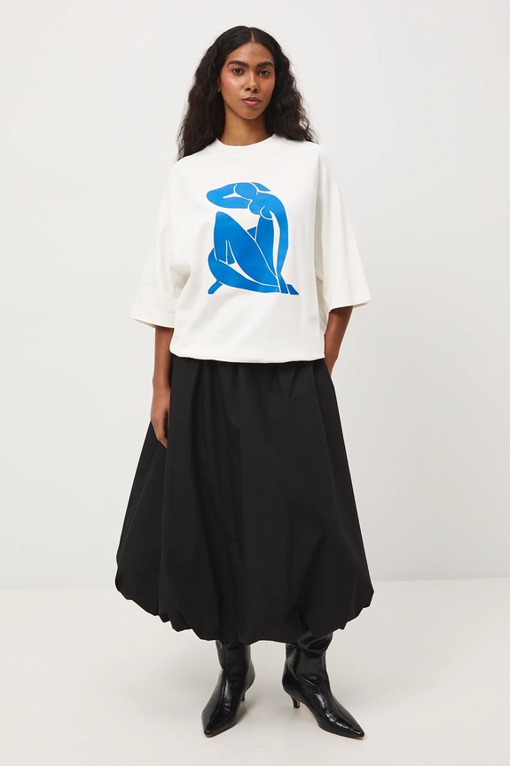 T-shirt bawełniany damski z kolekcji Eviva L'arte okrągły beżowy RS26-TSD263