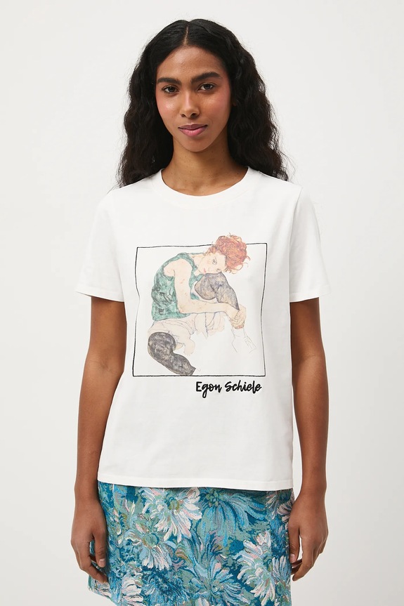 T-shirt damski z kolekcji Eviva L'arte RS26-TSD264 beżowy RS26