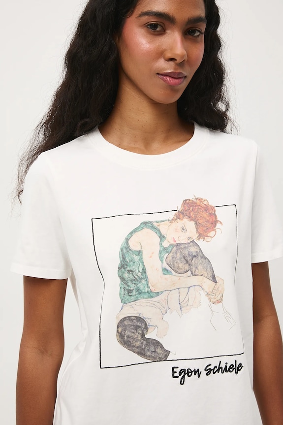 T-shirt damski z kolekcji Eviva L'arte RS26-TSD264 beżowy