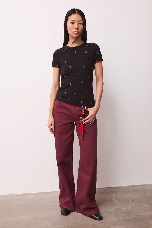 Tričko dámske z kolekcie Valentine’s Day okrúhly čierna RS26-TSD281