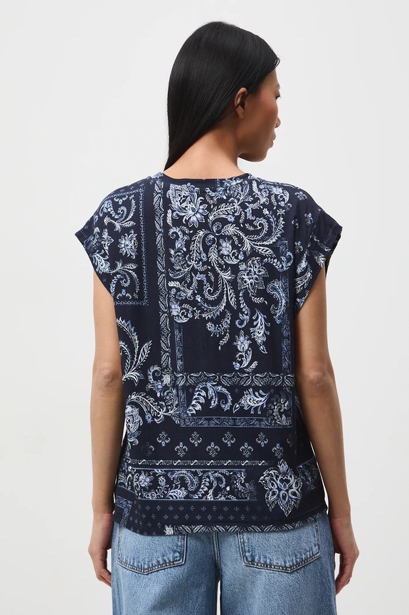 Oblečení Tričko dámské se vzorem a viskózou RS26-TSD302 námořnická modř
